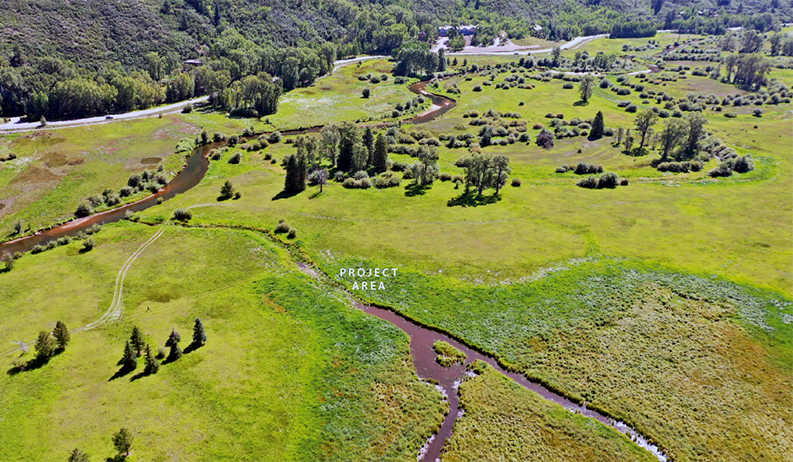 An aerial view shows the location of the plug, inserted into the drainage ditch at North Star. 