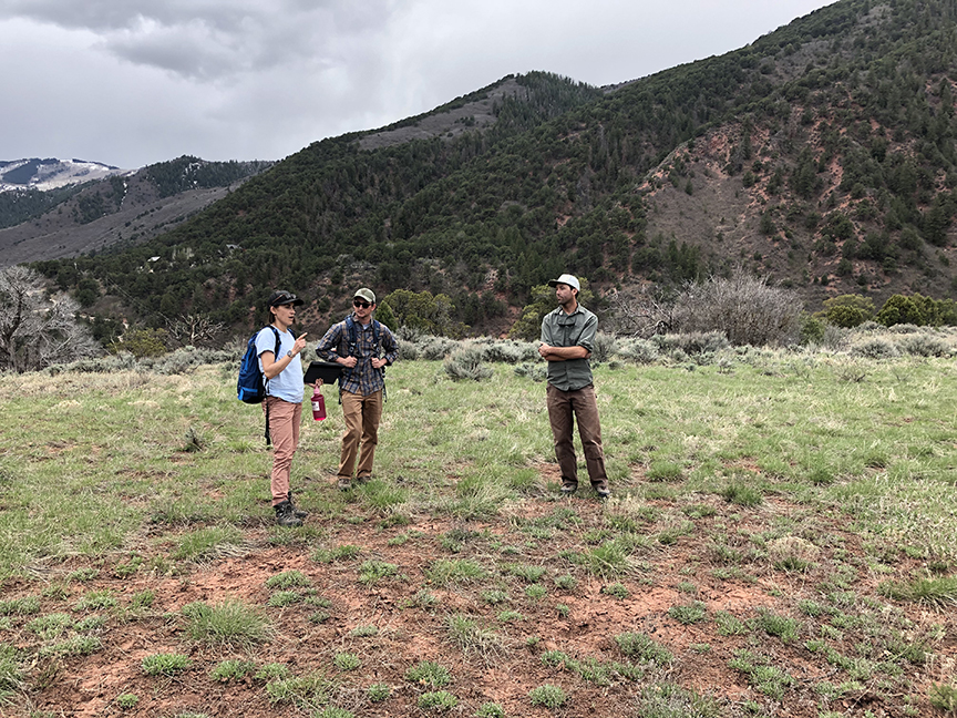 Open Space and Trails resource staffers observe the changes at Red Wind Point.